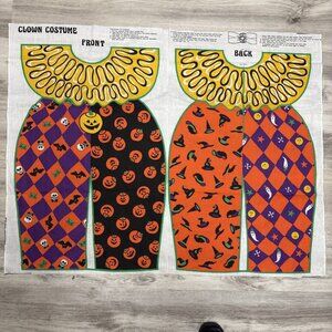Halloween Clown Costume Fabric Panel Cut & Sew Harlequin Jester Dress Up Vtg 90s